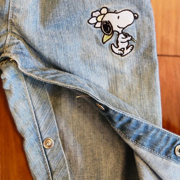 Snoopy, Denim Pants, 18 months, Lace Pockets, button snaps down legs, Rare, blue - Picture 2 of 6